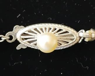 Vintage Cultured Pearl Necklace with Filigree Clasp second image