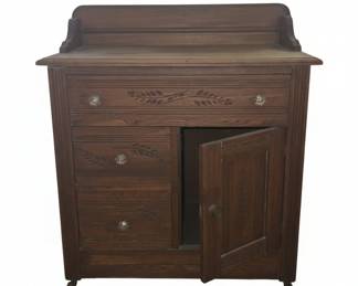 VictorianStyle Washstand with Carved Leaf Detail