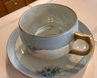 Nippon Porcelain Iridescent Tea Cup and Saucer
