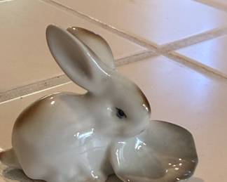 Vintage Zsolnay Porcelain Rabbit Figurines third image