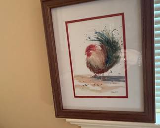 M. Higgins Watercolor Rooster Painting second image