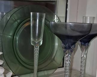 Vintage Blefeld Harlequin Twisted Stem Stemware