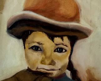 Original Watercolor Portrait of a Child in a Hat second image