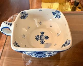 Vintage Delft Blue and White Handled Dish