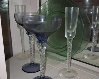 Vintage Blefeld Italian Twisted Stem Glassware