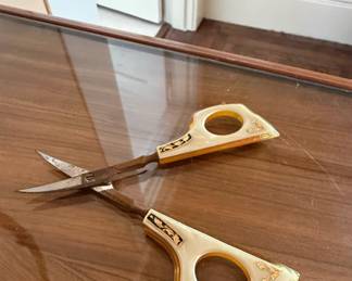 Vintage Damascene Style Decorative Scissors