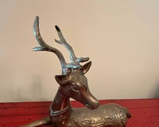 Vintage Indian Brass Recumbent Deer Figurine