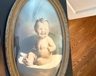 Vintage Oval Convex Glass Portrait