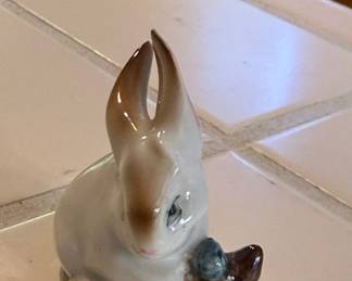 Vintage Zsolnay Porcelain Rabbit Figurines second image