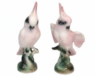 Vintage Pair of Maddux of California Pink Cockatoo Figurines
