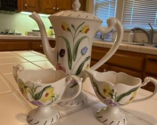 Blue Ridge Southern Potteries Chocolate Pot with Creamer and Sugar second image