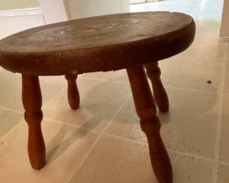 Vintage HandPainted Wooden Tripod Stool third image