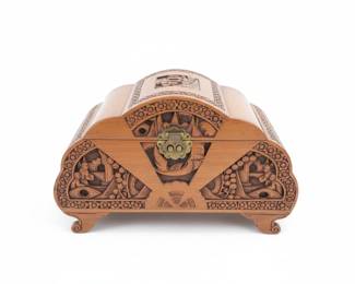 Vintage Carved Camphor Wood Jewelry Box