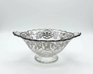 Vintage Cambridge Glass Caprice Silver Overlay Bowl second image