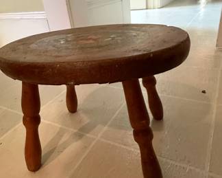 Vintage HandPainted Wooden Tripod Stool second image