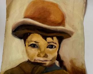 Original Watercolor Portrait of a Child in a Hat
