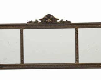 Vintage ThreePanel Gesso Buffet Mantel Mirror with Integrated Sconces x