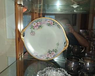 OE.G. Royal Austria HandPainted Porcelain Cake Plate with Handles