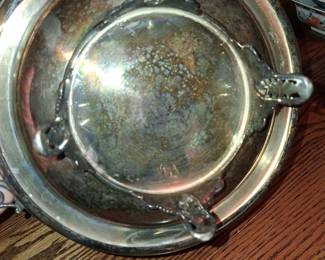 SilverPlated Footed Serving Bowl with Handles third image