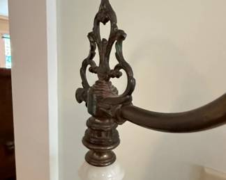 Art Nouveau Style Figural Desk Lamp with Milk Glass Shade second image