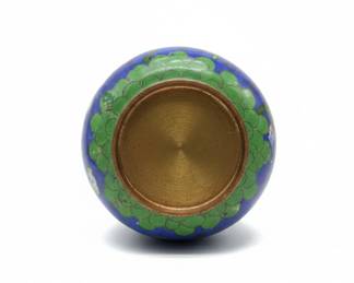 Chinese Cloisonn Floral Vase with Wood Stand second image