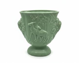 AACP V Green Ceramic Deer Vase