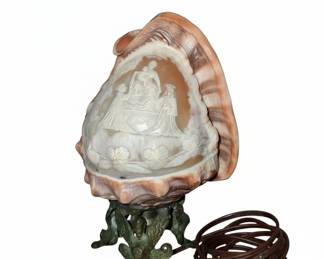 Vintage Italian Carved Conch Shell Cameo Lamp