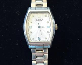 Bulova Womens Diamond Accent Tonneau Watch P