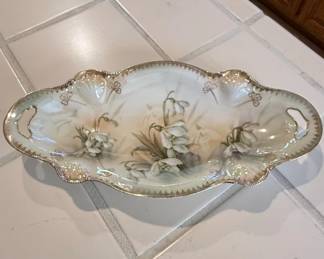R.S. Prussia Snowdrop Pattern Celery Dish