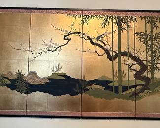 Japanese FourPanel Gold Leaf Byobu Screen or L W