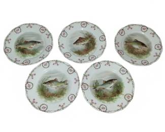 Set of Antique Carlsbad Austria Porcelain Fish Plates
