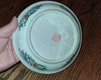 Chinese Export Porcelain Famille Rose Plate with Silver Rim second image