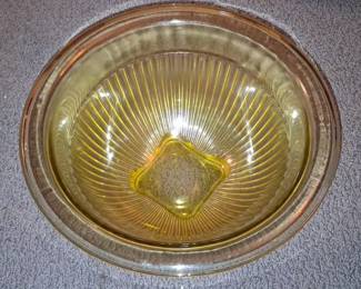 Vintage Federal Glass Golden Glow Ribbed Mixing Bowl