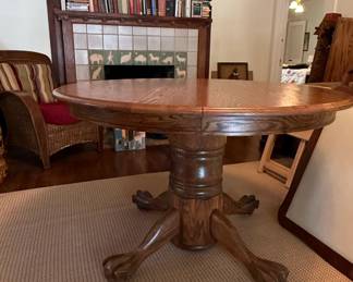 Antique Oak Pedestal Dining Table with Claw Feet. L H third image