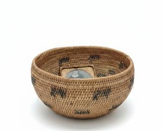 Antique Daguerreotype in Ornate Brass Case with Woven Basket
