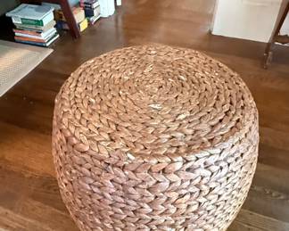 Woven Water Hyacinth Round Ottoman