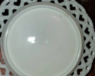 Westmoreland Milk Glass ForgetMeNot Lattice Edge Plate second image