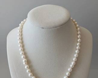 Vintage Cultured Pearl Necklace with Filigree Clasp