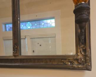 Vintage ThreePanel Gesso Buffet Mantel Mirror with Integrated Sconces x second image