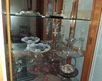Vintage Glassware Collection in Curio Cabinet