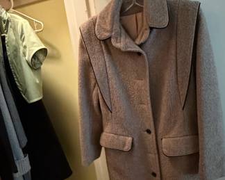 Vintage Wool Blend Overcoat with Contrast Piping