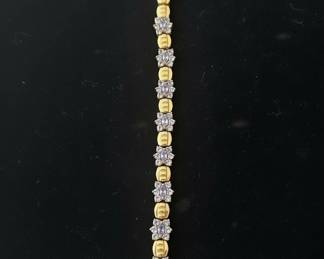 k Yellow Gold and Diamond Cluster Tennis Bracelet