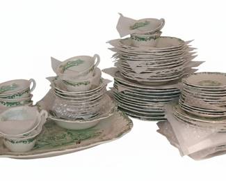 Vintage Wedgwood Patrician Torbay Green Transferware Dinnerware Set third image