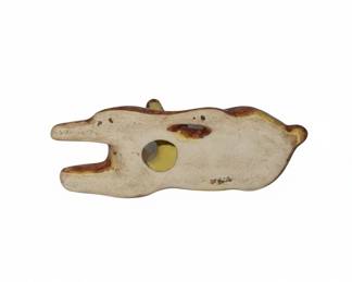 Vintage Ceramic Fawn Figurine and Native American Style Beaded Leather Bag second image
