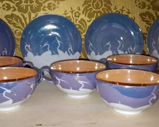 Vintage Japanese Lusterware Heron Motif Tea Set second image