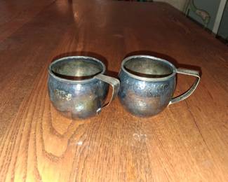 Pair of Vintage Hammered SilverPlated Mugs