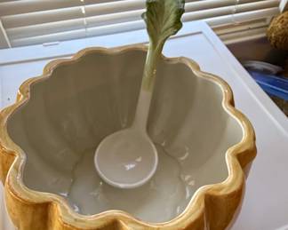Fitz and Floyd Pumpkin Tureen with Ladle second image