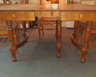 Victorian Oak Dining Set with Cane Seats third image