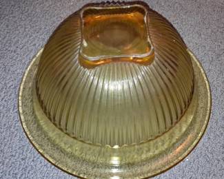Vintage Federal Glass Golden Glow Ribbed Mixing Bowl third image