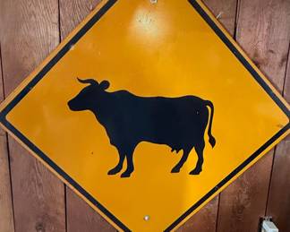 Vintage Cattle Crossing Road Sign